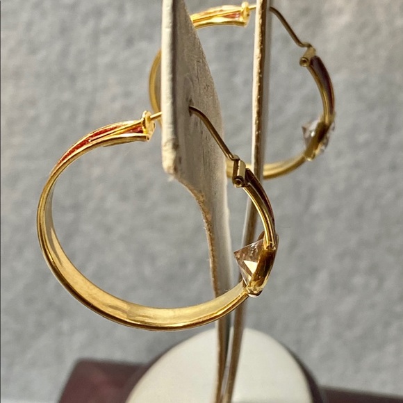 18k yellow gold with enamel coating and CZ stones. - Picture 4 of 6